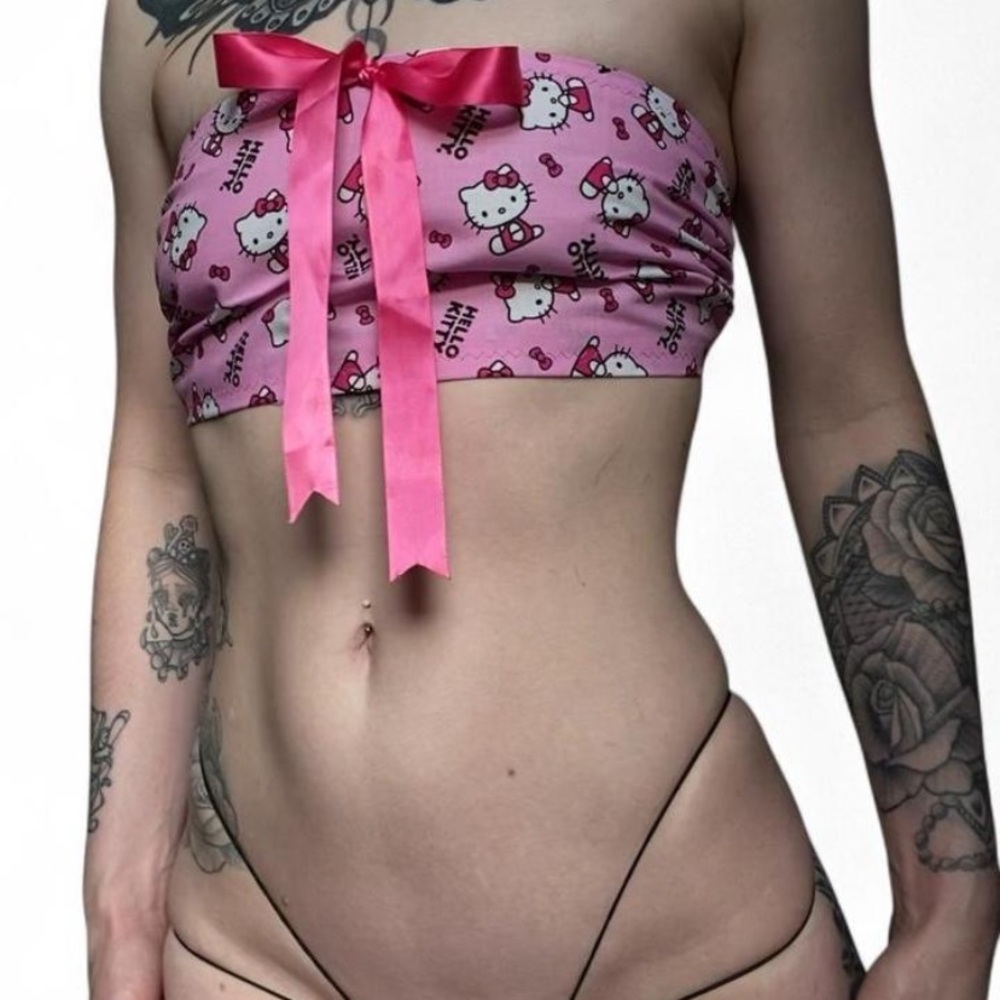 Pink Kitty Bandeau Set
